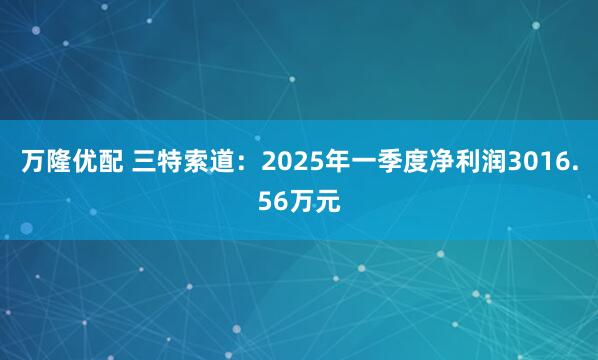 万隆优配 三特索道：2025年一季度净利润3016.56万元